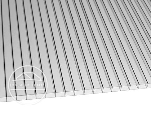 Shape-retaining and heat-resistant roof material for polycarbonate gazebos